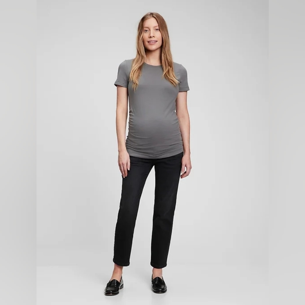 GAP Maternity True Waistband Full Panel Girlfriend Jeans Black 33/16 LONG NWT